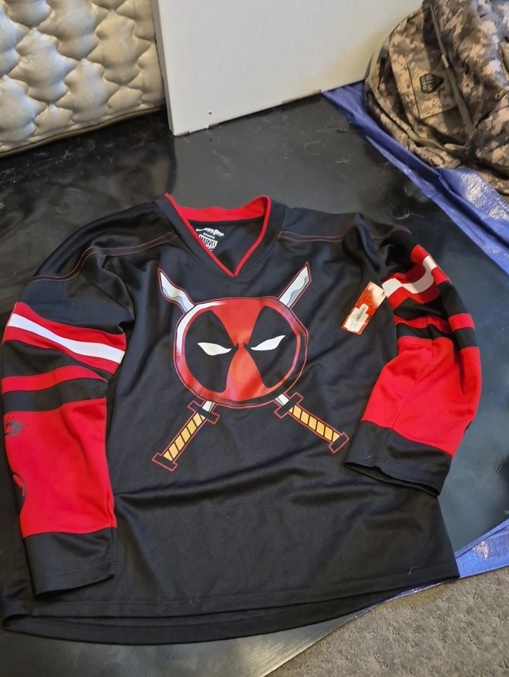 Deadpool-Inspired  Black & Red Long Sleeve Top